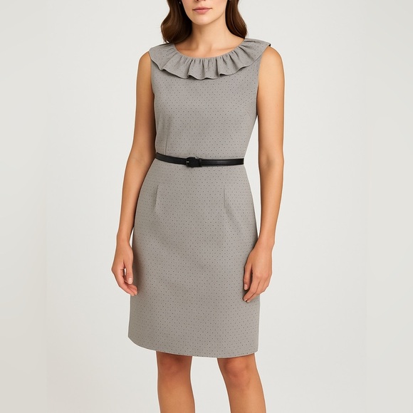 JONES New York Sleeveless Swiss Dot Print Dress - Picture 2 of 14